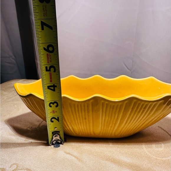 Vintage Yellow Wide Ceramic, McCOY Pottery,  Planter Vase 11" x 3.5" - Picture 7 of 8